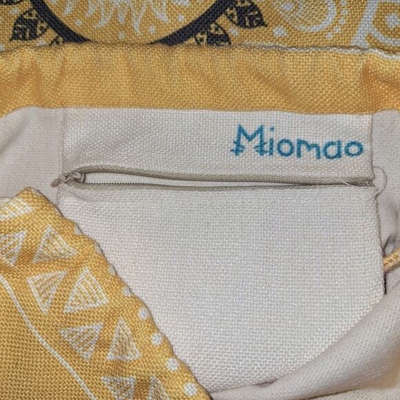 Miamao Drawstring Bag Yellow, Black, White Backpack, Beach Bag Boho Festival - Picture 3 of 6